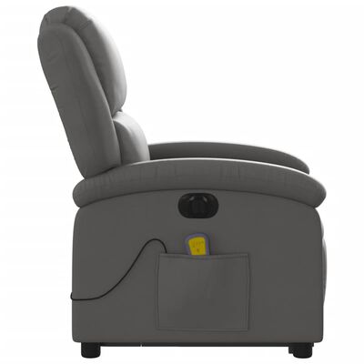 vidaXL Fauteuil inclinable de massage électrique gris cuir véritable