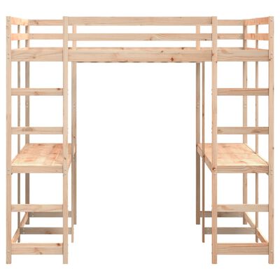 vidaXL Lit superposé et bureau et échelle 140x200cm bois de pin massif