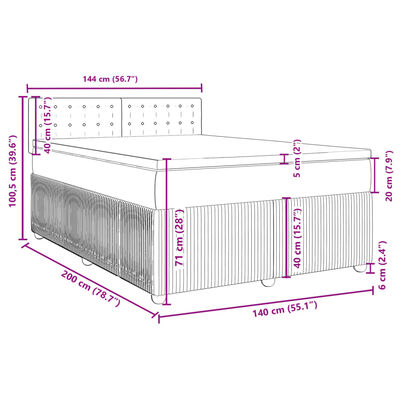 vidaXL Sommier à lattes de lit avec matelas Rose 140x200 cm Velours