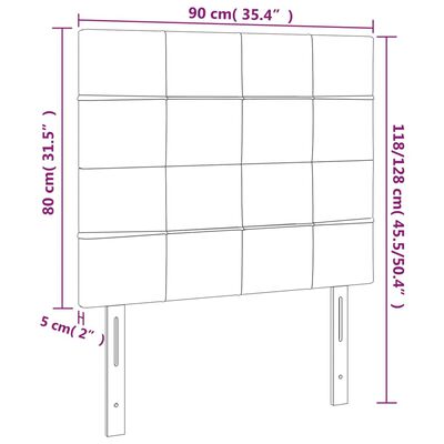 vidaXL Tête de lit à LED Gris clair 90x5x118/128 cm Velours