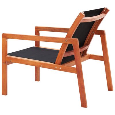 vidaXL Chaise de jardin Noir Bois d'eucalyptus solide et textilène