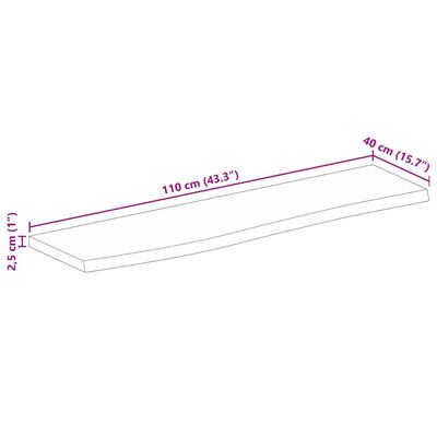 vidaXL Dessus de table à bord vivant 110x40x2,5cm bois massif manguier