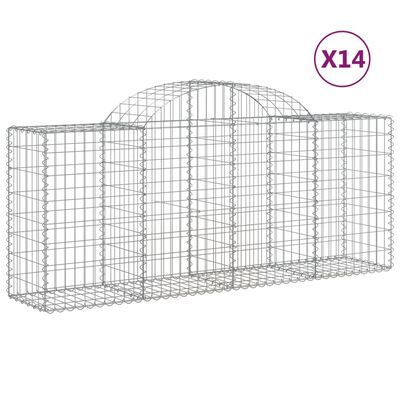 vidaXL Paniers à gabions arqués 14 pcs 200x50x80/100 cm Fer galvanisé