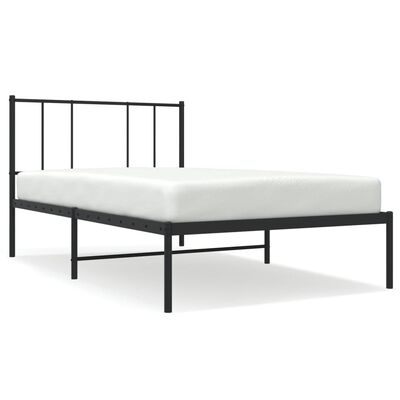 vidaXL Cadre de lit métal sans matelas avec tête de lit noir 100x190cm