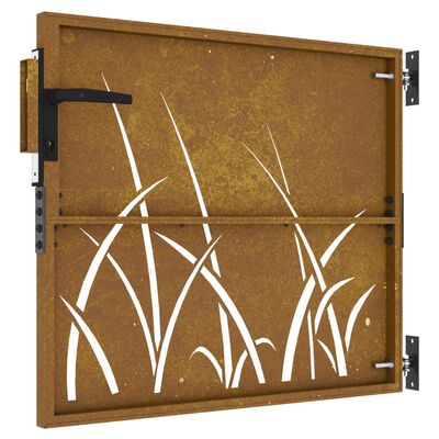 vidaXL Portail de jardin 85x100 cm acier corten conception d'herbe