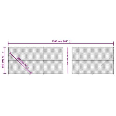 vidaXL Clôture en mailles de chaîne avec bride argenté 1,8x25 m