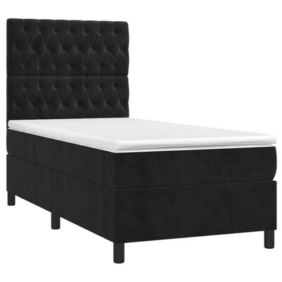 vidaXL Sommier à lattes de lit matelas et LED Noir 100x200 cm Velours