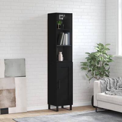 vidaXL Buffet haut Noir 34,5x34x180 cm Bois d'ingénierie