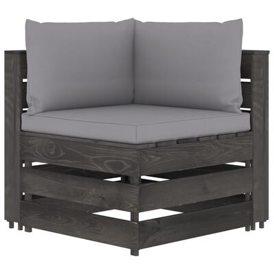 vidaXL Salon de jardin 6 pcs avec coussins Bois imprégné de gris