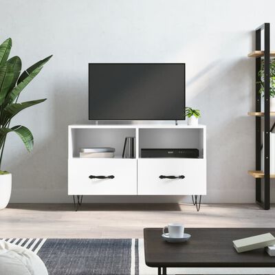 vidaXL Meuble TV Blanc brillant 80x36x50 cm Bois d'ingénierie