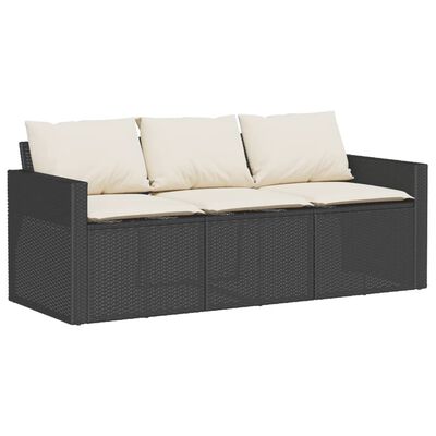 vidaXL Ensemble à manger de jardin coussins 2pcs noir résine tressée