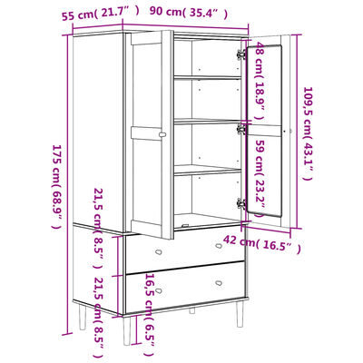 vidaXL Garde-robe SENJA aspect rotin marron bois massif de pin