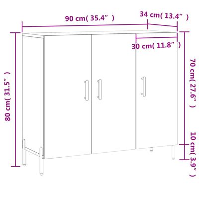 vidaXL Buffet chêne fumé 90x34x80 cm bois d'ingénierie