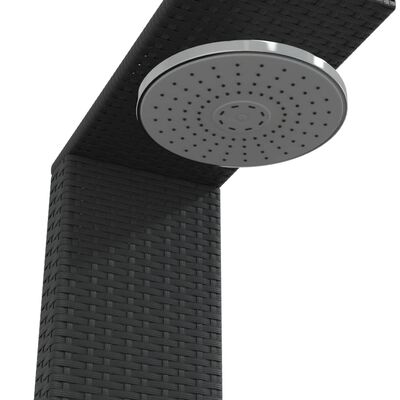 vidaXL Douche d'extérieur noir 100x100x241,5 cm poly rotin bois acacia