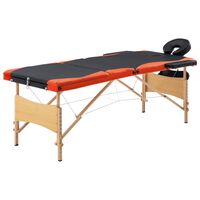 vidaXL Table de massage pliable 3 zones Bois Noir et orange