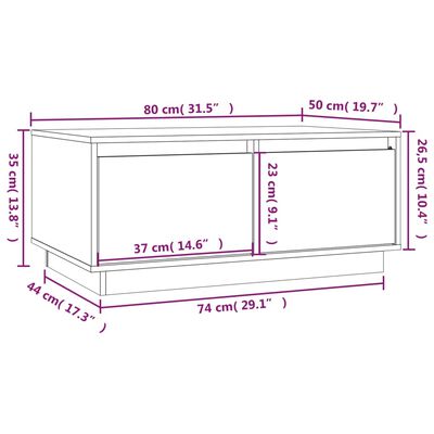 vidaXL Table basse Marron miel 80x50x35 cm Bois massif de pin