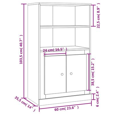 vidaXL Buffet haut blanc brillant 60x35,5x103,5 cm bois d'ingénierie