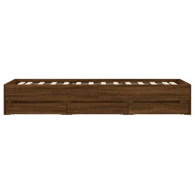 vidaXL Cadre de lit avec tiroirs sans matelas chêne marron 90x200 cm