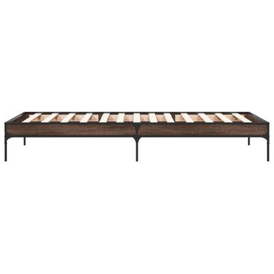 vidaXL Cadre de lit chêne marron 90x190 cm bois d'ingénierie et métal