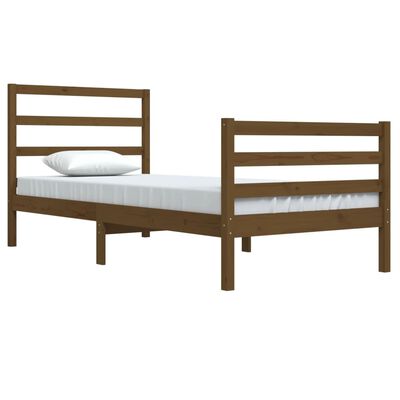 vidaXL Cadre de lit sans matelas Marron miel Bois pin massif 90x200 cm