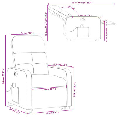 vidaXL Fauteuil inclinable de massage électrique Noir Tissu