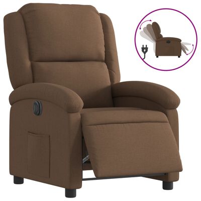 vidaXL Fauteuil inclinable électrique Marron Tissu