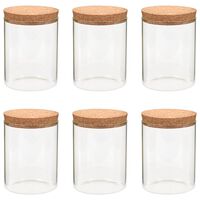 vidaXL 6 pcs Pots de conservation en verre et couvercle en liège 650ml