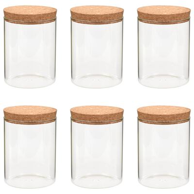 vidaXL 6 pcs Pots de conservation en verre et couvercle en liège 650ml