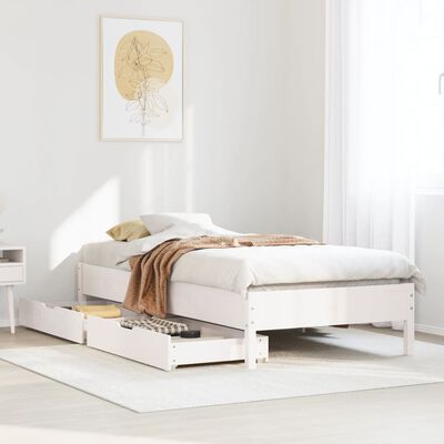 vidaXL Cadre de lit sans matelas blanc 100x200 cm bois de pin massif