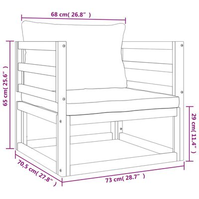 vidaXL Salon de jardin 5 pcs avec coussins taupe bois massif