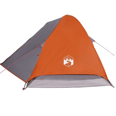 vidaXL Tente de camping à dôme 2 personnes gris et orange imperméable