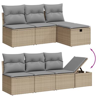 vidaXL Salon de jardin avec coussins 9pcs mélange beige résine tressée