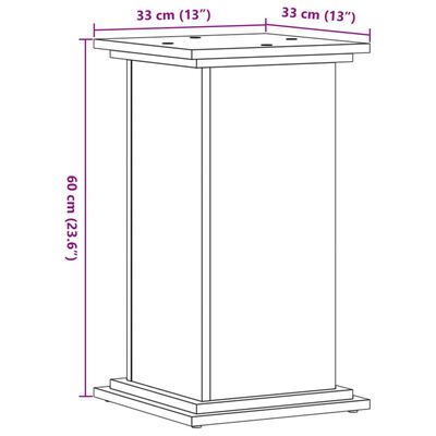 vidaXL Support pour plantes chêne fumé 33x33x60 cm bois d'ingénierie