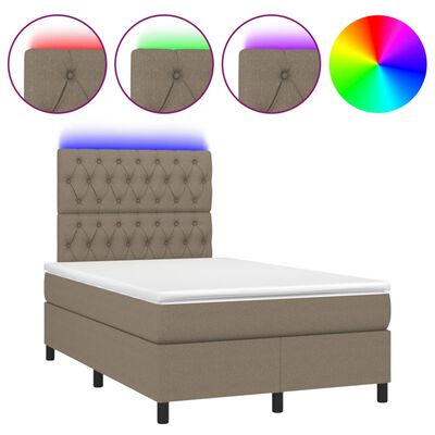 vidaXL Sommier à lattes de lit et matelas et LED Taupe 120x200cm Tissu