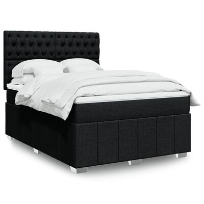 vidaXL Sommier à lattes de lit avec matelas Noir 140x200 cm Tissu