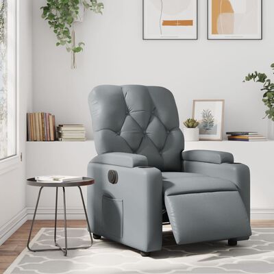 vidaXL Fauteuil inclinable électrique Gris Similicuir