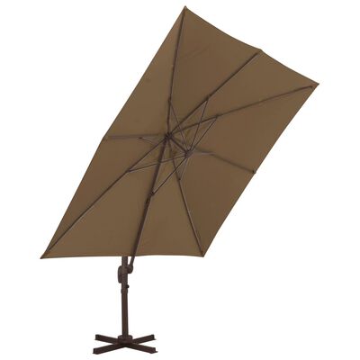 vidaXL Parasol de jardin en porte-à-faux et poteau en aluminium taupe