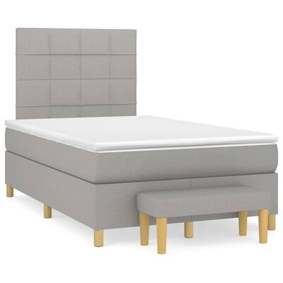 vidaXL Sommier à lattes de lit avec matelas Gris clair 120x200cm Tissu