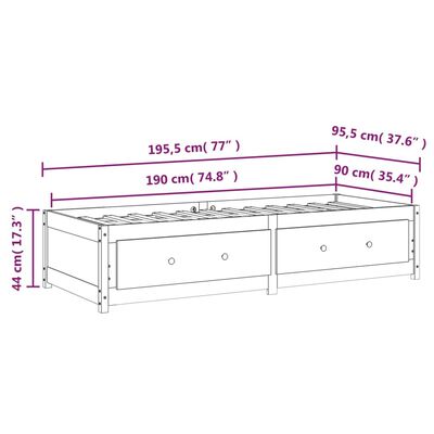 vidaXL Lit de jour Gris 90x190 cm Simple Bois de pin massif