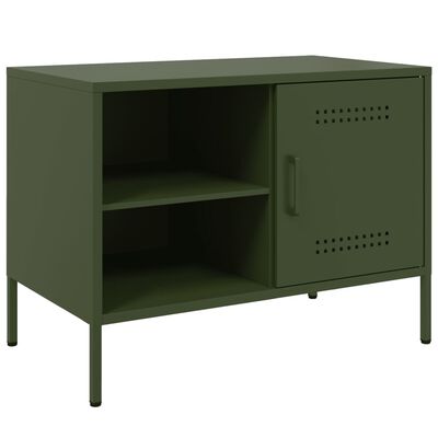 vidaXL Meuble TV vert olive 68x39x50,5 cm acier