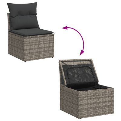 vidaXL Salon de jardin 11 pcs avec coussins gris résine tressée