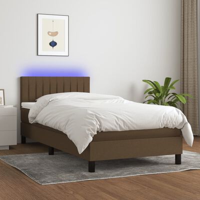 vidaXL Sommier à lattes de lit et matelas et LED Marron foncé 90x190cm