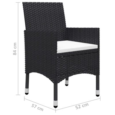 vidaXL Ensemble à manger de jardin 7 pcs Noir