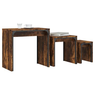 vidaXL Tables basses gigognes 3 pcs chêne fumé bois d'ingénierie