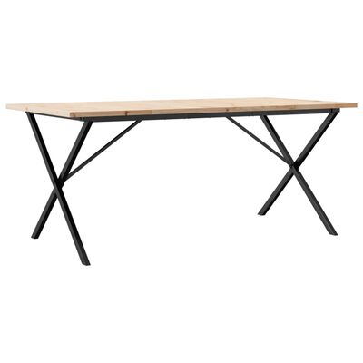 vidaXL Table à manger cadre en X 180x90x75,5 cm bois pin massif acier