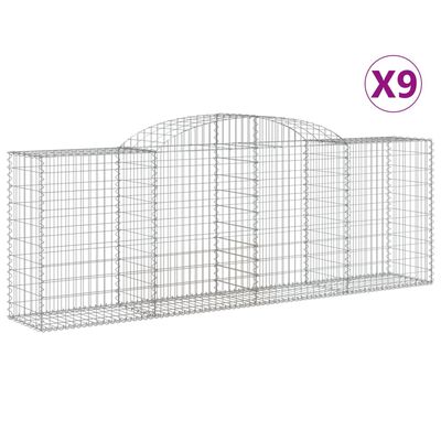 vidaXL Paniers à gabions arqués 9 pcs 300x50x100/120 cm fer galvanisé