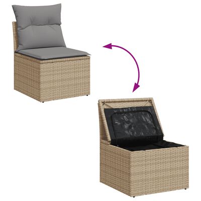 vidaXL Salon de jardin et coussins 11 pcs mélange beige résine tressée