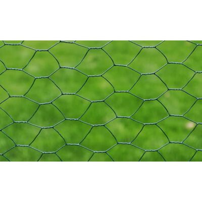 vidaXL Grillage à poule avec revêtement en PVC 25x1 m vert