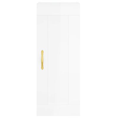 vidaXL Buffet haut Blanc brillant 34,5x34x180 cm Bois d'ingénierie