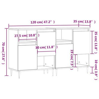 vidaXL Buffets 2 pcs sonoma gris bois d'ingénierie